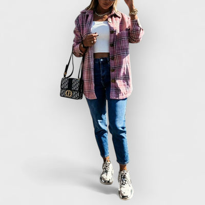 Plaid Casual Brushed Wool Cardigan Jacket