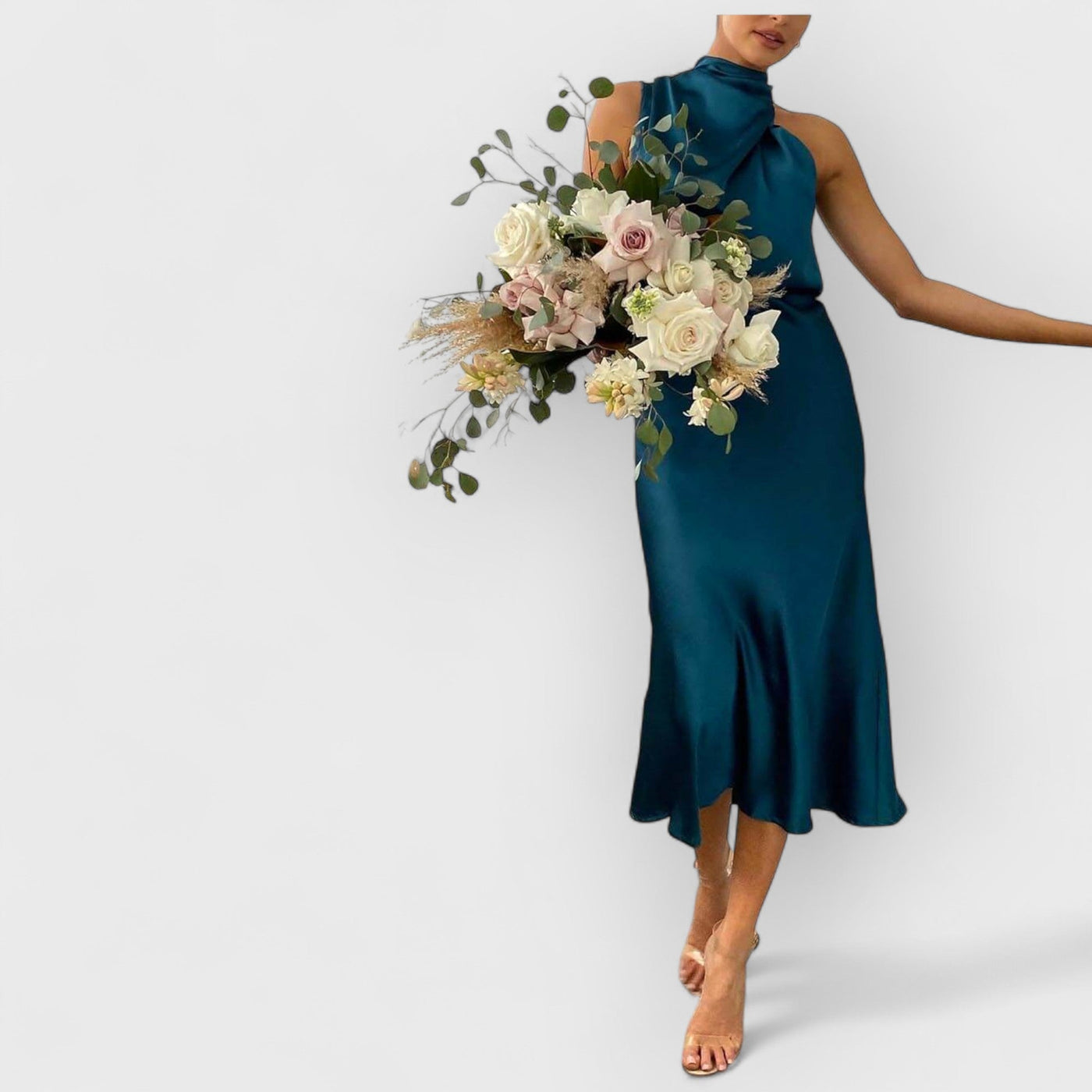 Unique Bridesmaid Sleeveless High Neck Maxi Dresses