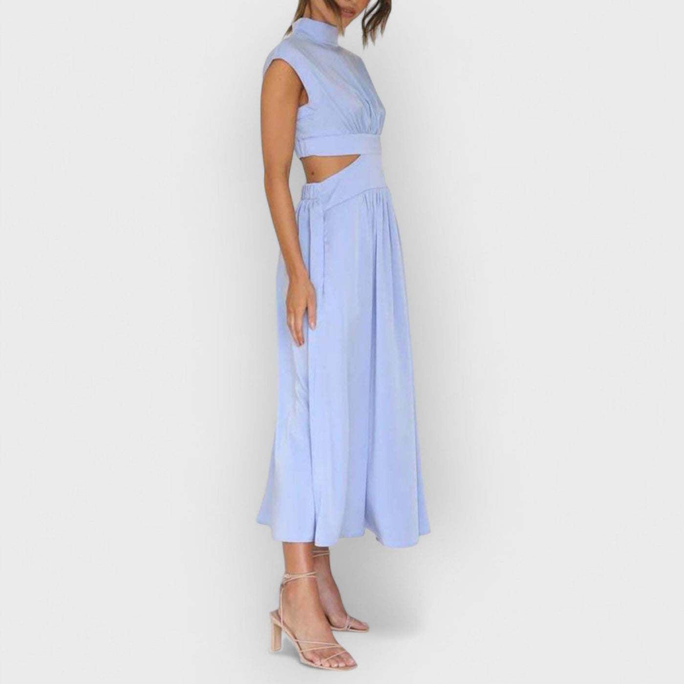 Cutout Waist Pocketed Vacation Midi Dress