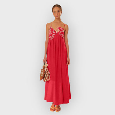 Fish Top Linen Blend Maxi Dress