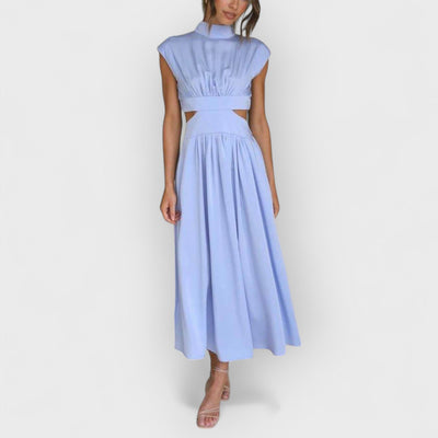 Cutout Waist Pocketed Vacation Midi Dress