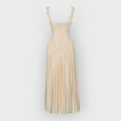 Noreen Pleated Strap Puffy Maxi Dress