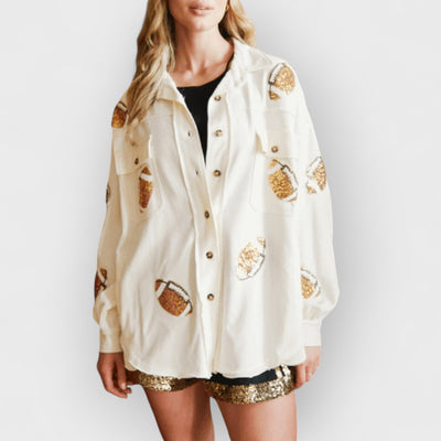 Super Bowl Cheer Oversized Denim Jacket