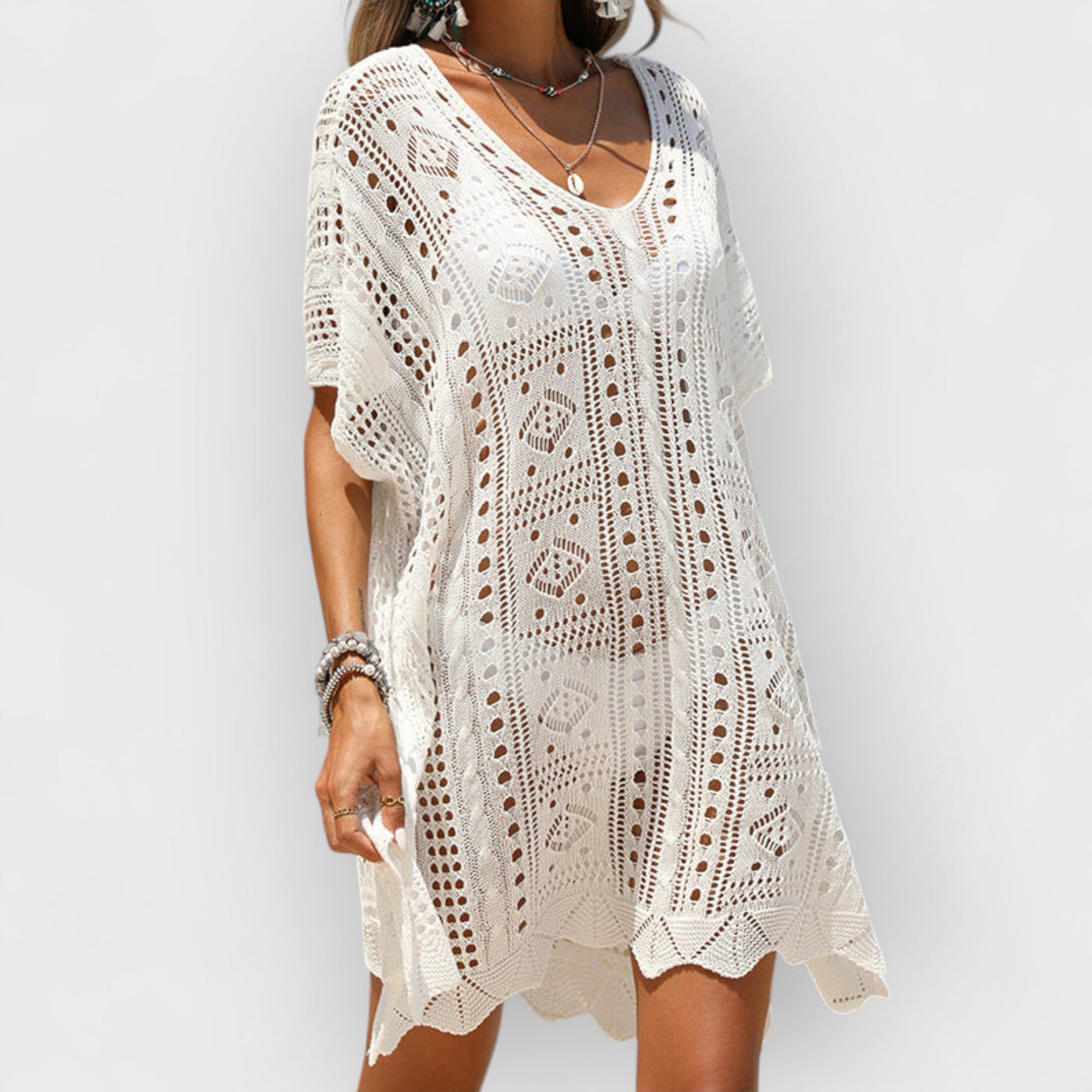 Sexy Cutout Texture Sun Protection Beach Cover-Up