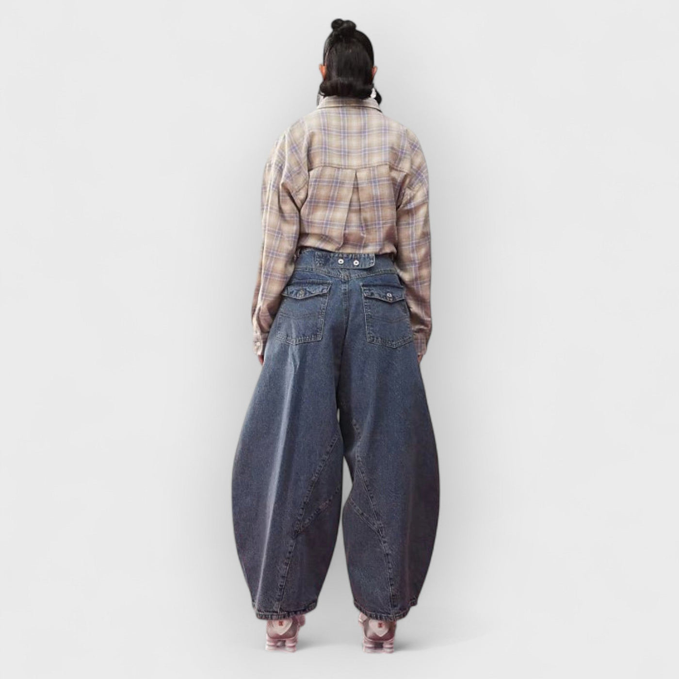 Washed Blue Oversized Balloon Jeans