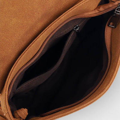Woven Semi Circular Leather Tassel Crossbody Bag