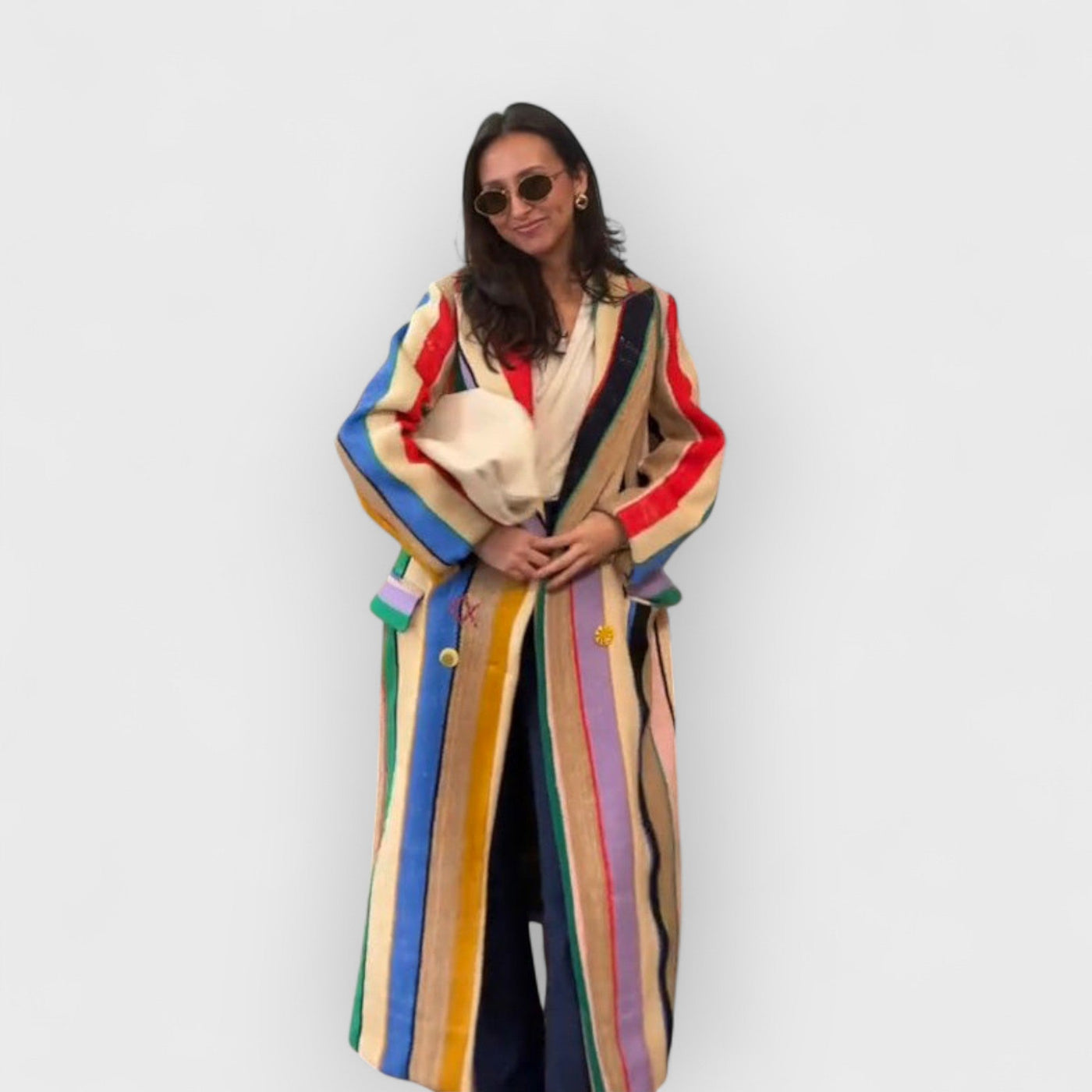 Colorful Striped Burlap Coat