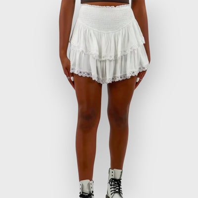 Oversized Knit Batwing Sweater & Ruffled Mini Skirt Set