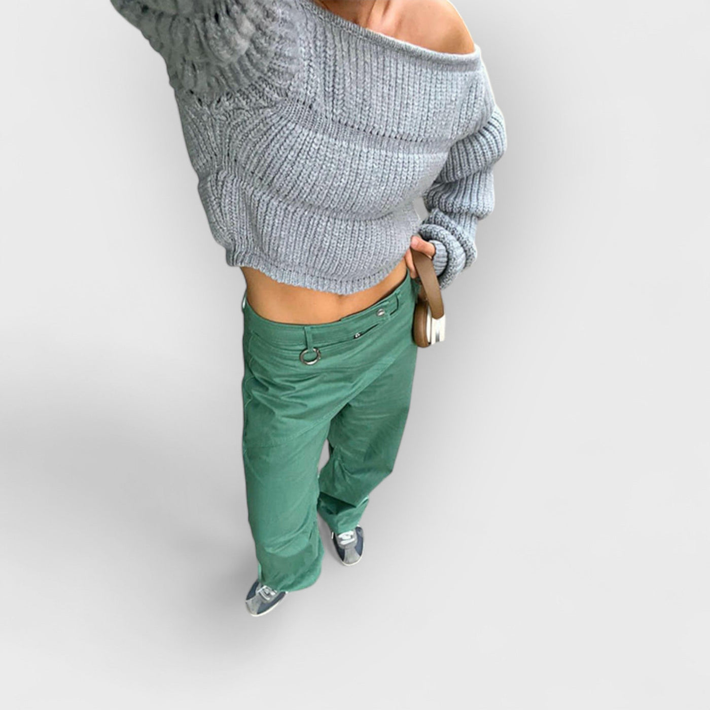Street Style Lantern Sleeve Crop Sweater