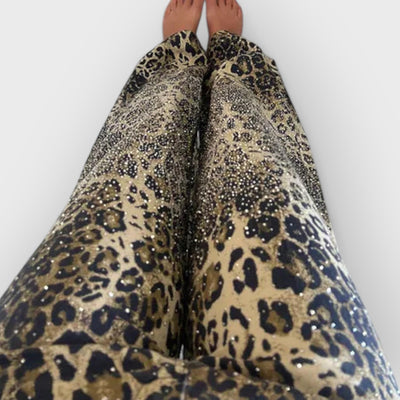 Leopard Diamanté Flared Jeans