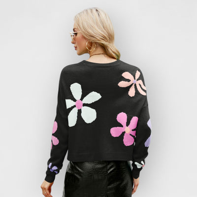 Sweet Floral Loose Crewneck Sweater