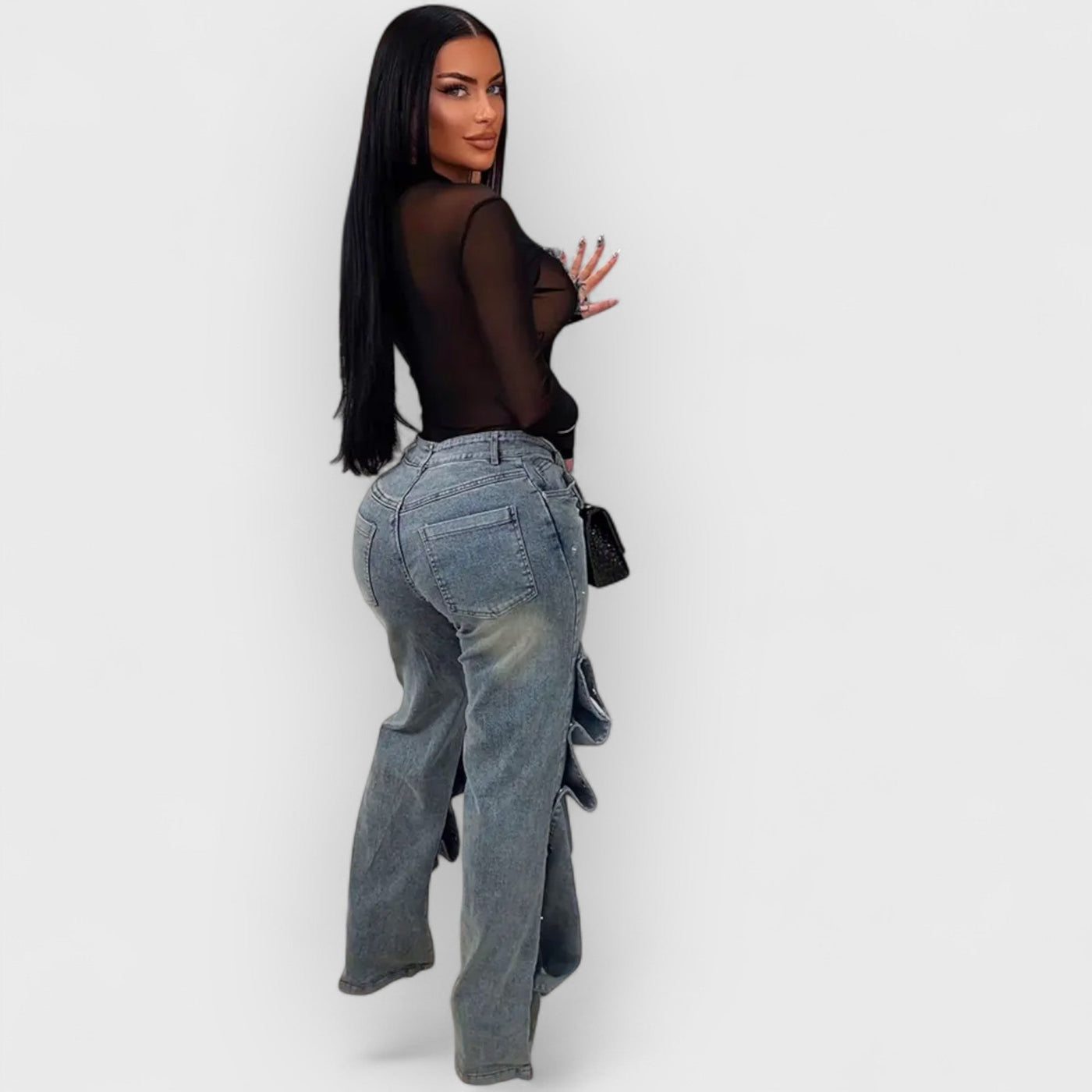 Fashion Button-Detail Loose Jeans