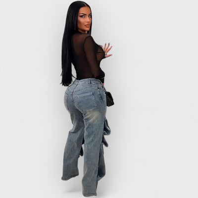 Fashion Button-Detail Loose Jeans