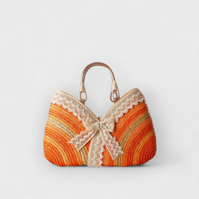 Lace Patchwork Woven Tote Bag