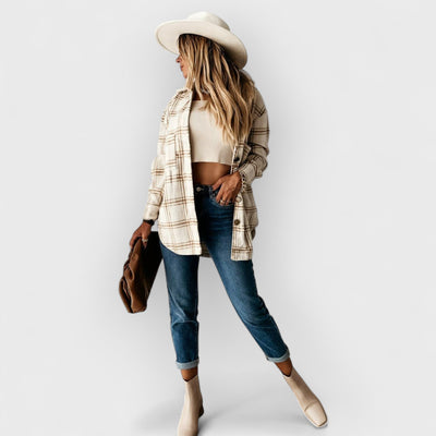 Plaid Casual Brushed Wool Cardigan Jacket