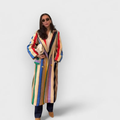Colorful Striped Burlap Coat