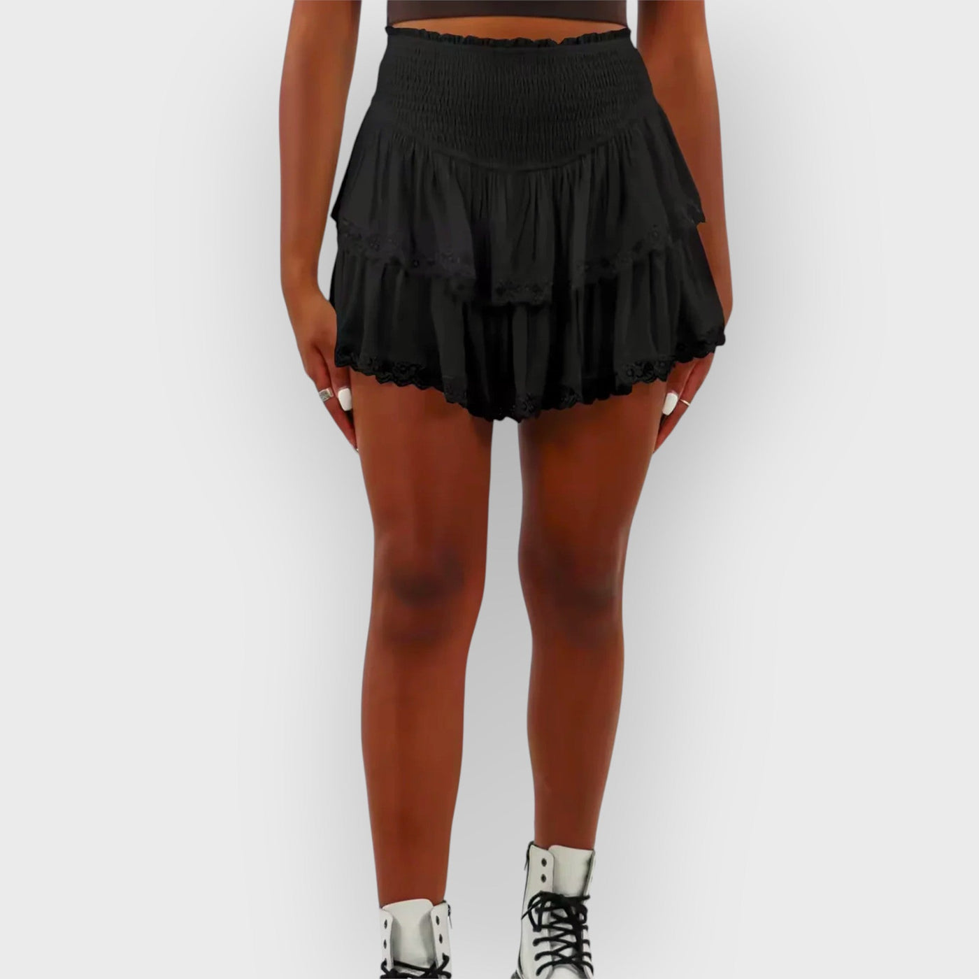 Oversized Knit Batwing Sweater & Ruffled Mini Skirt Set