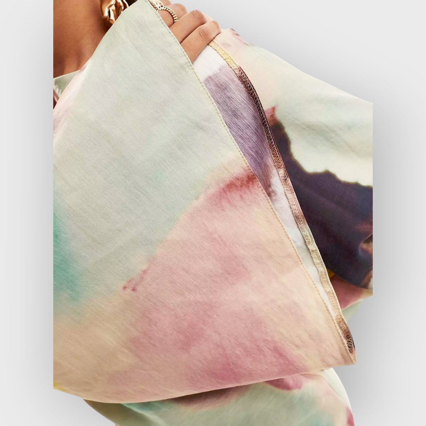 Abstract Watercolor Print Ultra-Long Dress