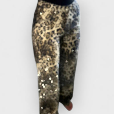 Leopard Diamanté Flared Jeans