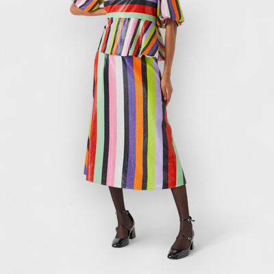 Rainbow Stripe Sequins Cardigan & Multi Sequin Stripe Skirt