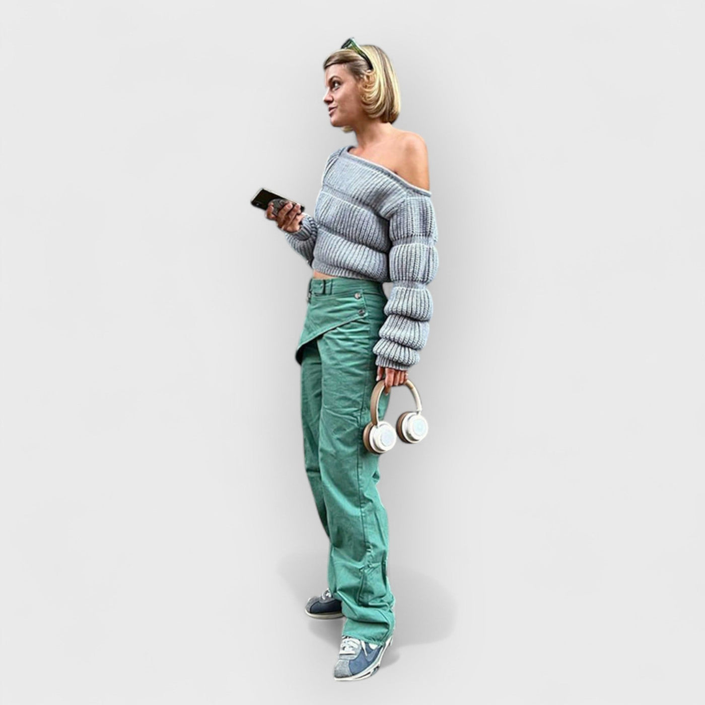 Street Style Lantern Sleeve Crop Sweater