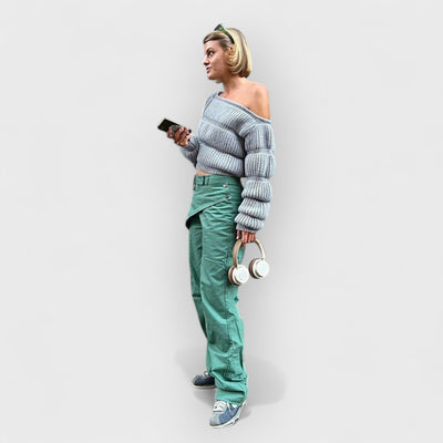 Street Style Lantern Sleeve Crop Sweater