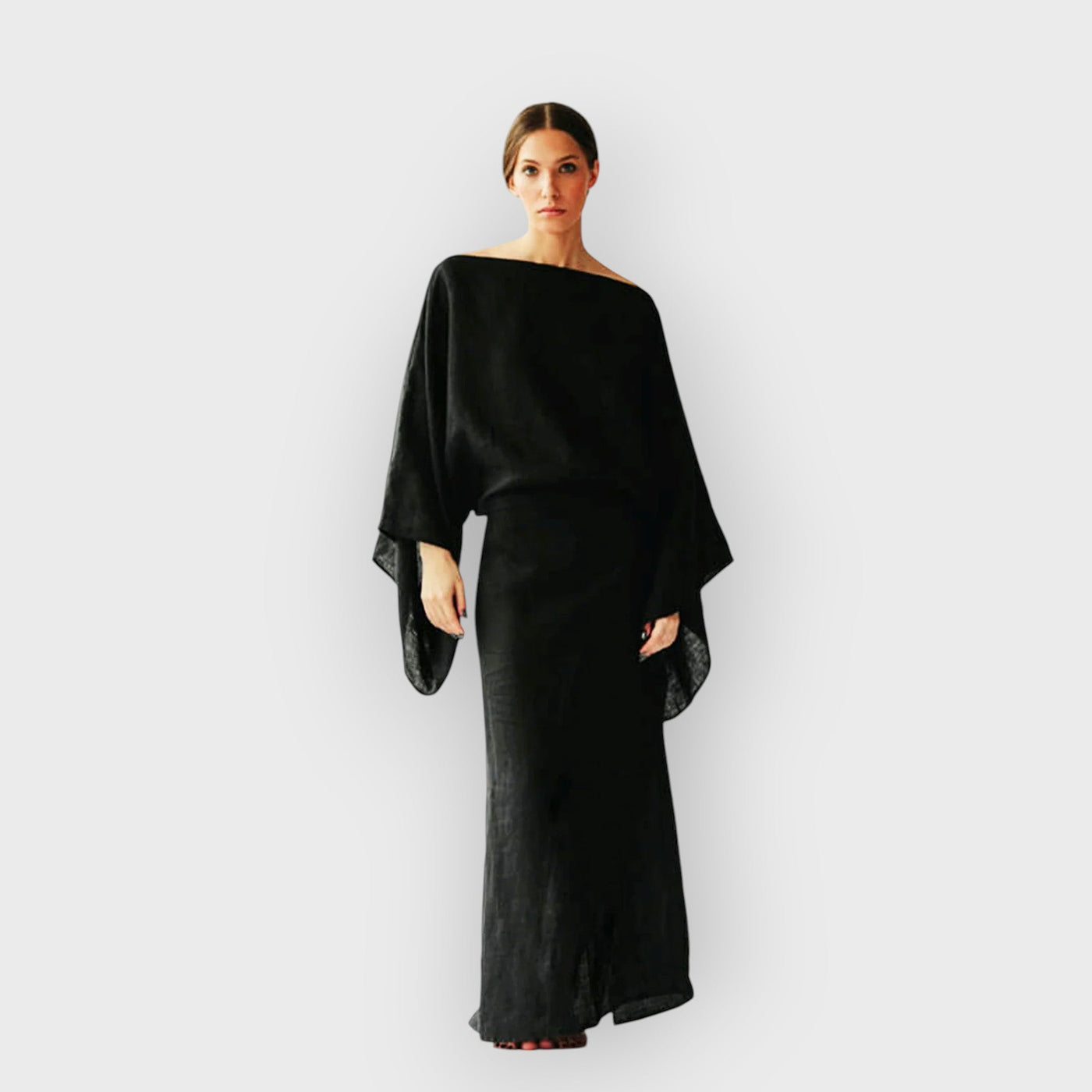 Crimson Linen Breeze Kimono Dress