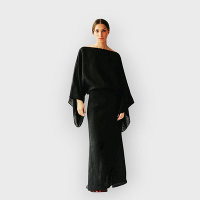 Crimson Linen Breeze Kimono Dress