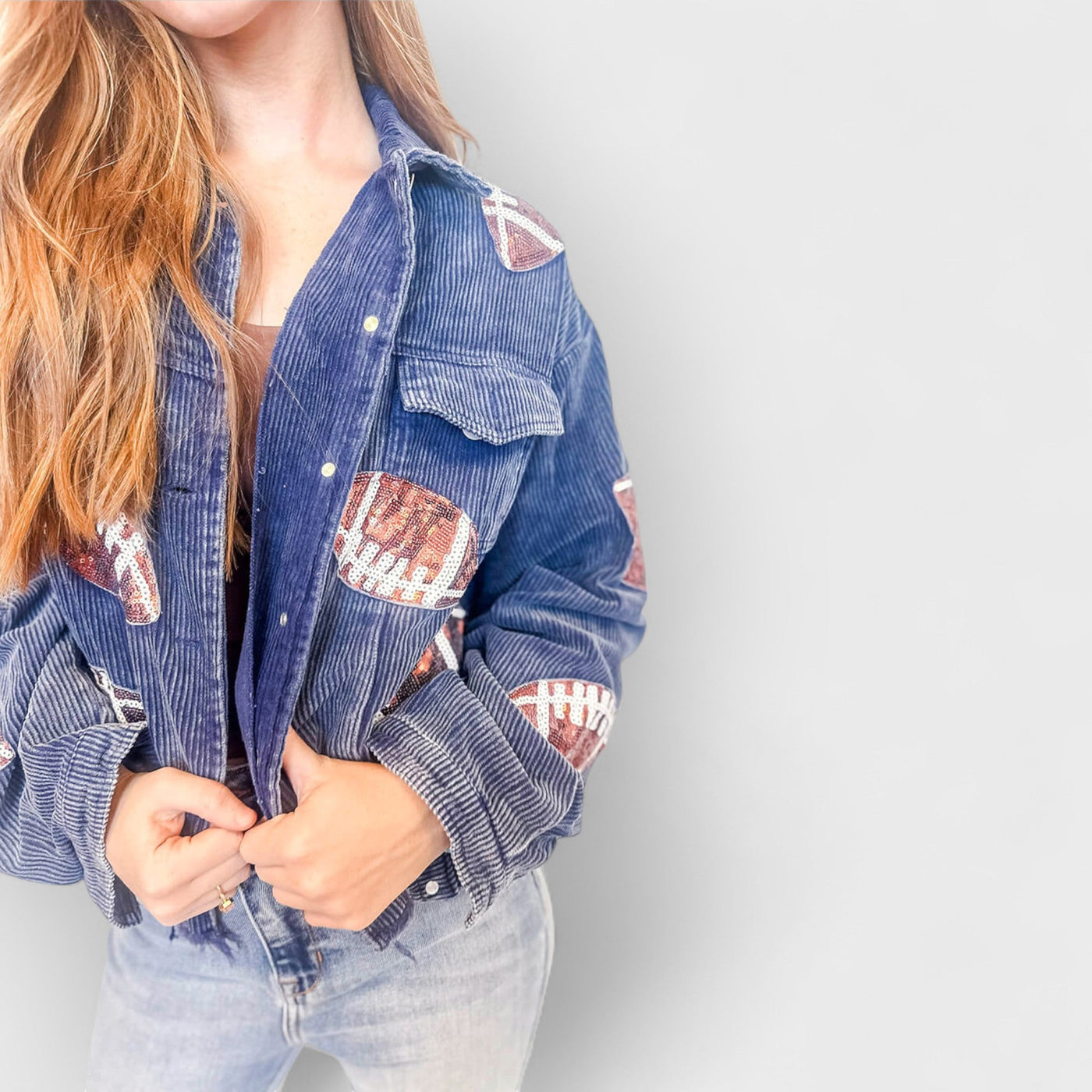 Game Day Rugby Sequined Single Breasted Jacket