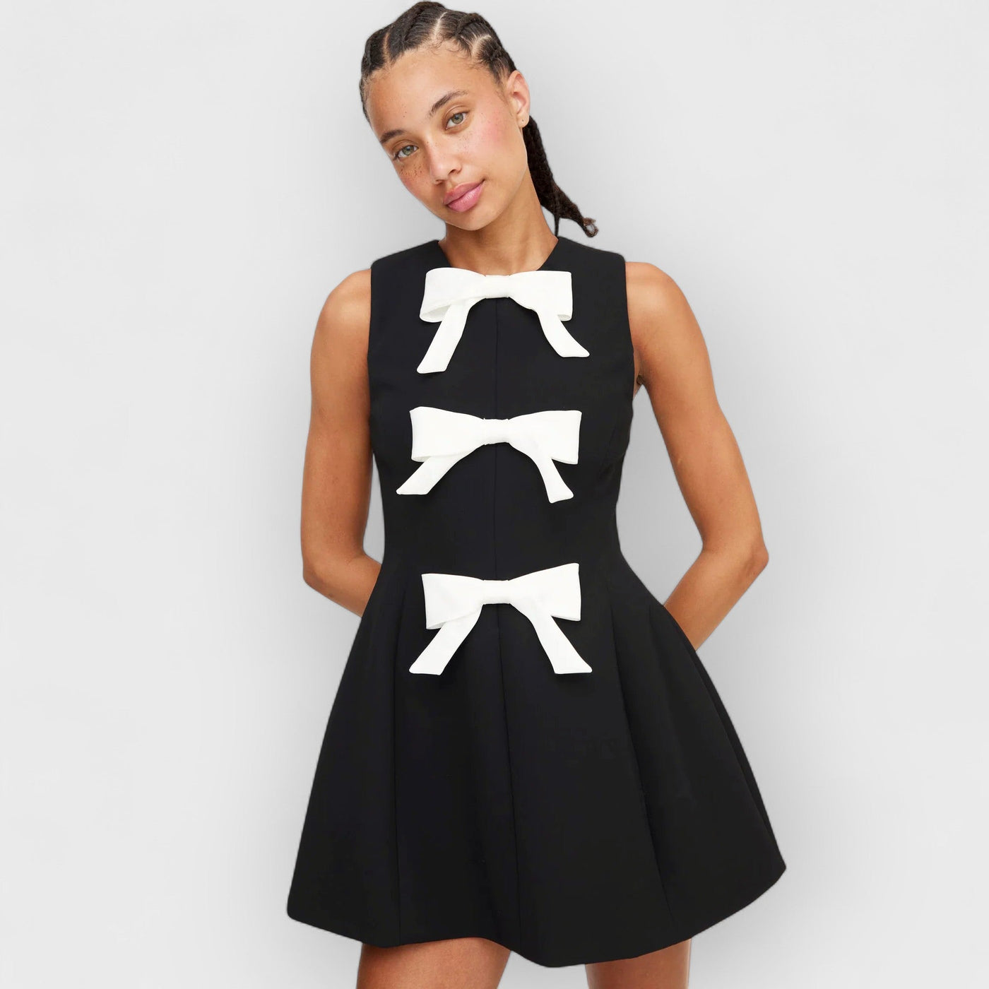 Silk Bow Charm Mini Dress