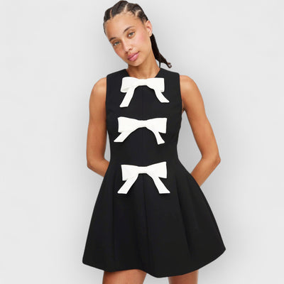 Silk Bow Charm Mini Dress