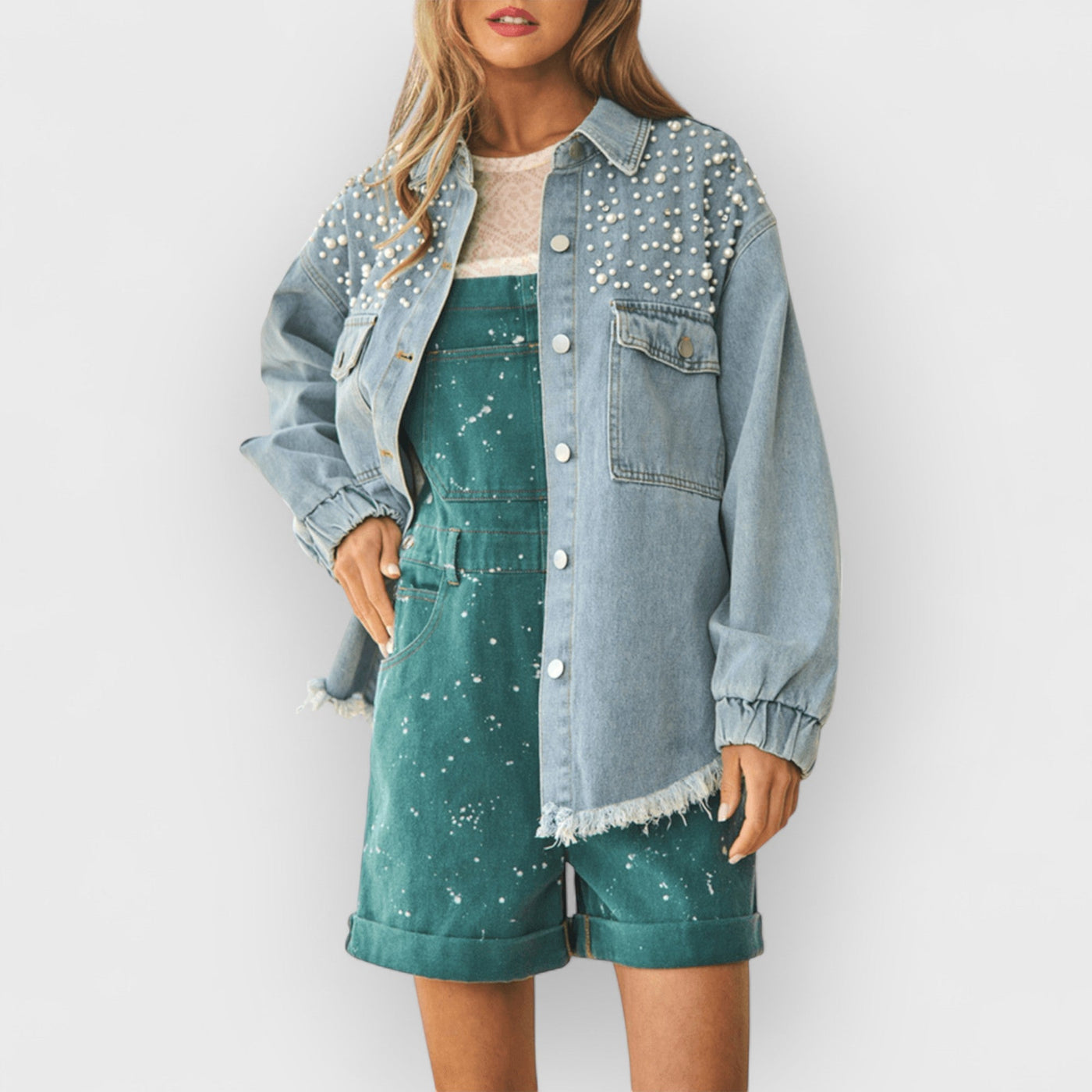 Super Pearl Girl Oversized Denim Shacket