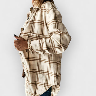 Plaid Casual Brushed Wool Cardigan Jacket