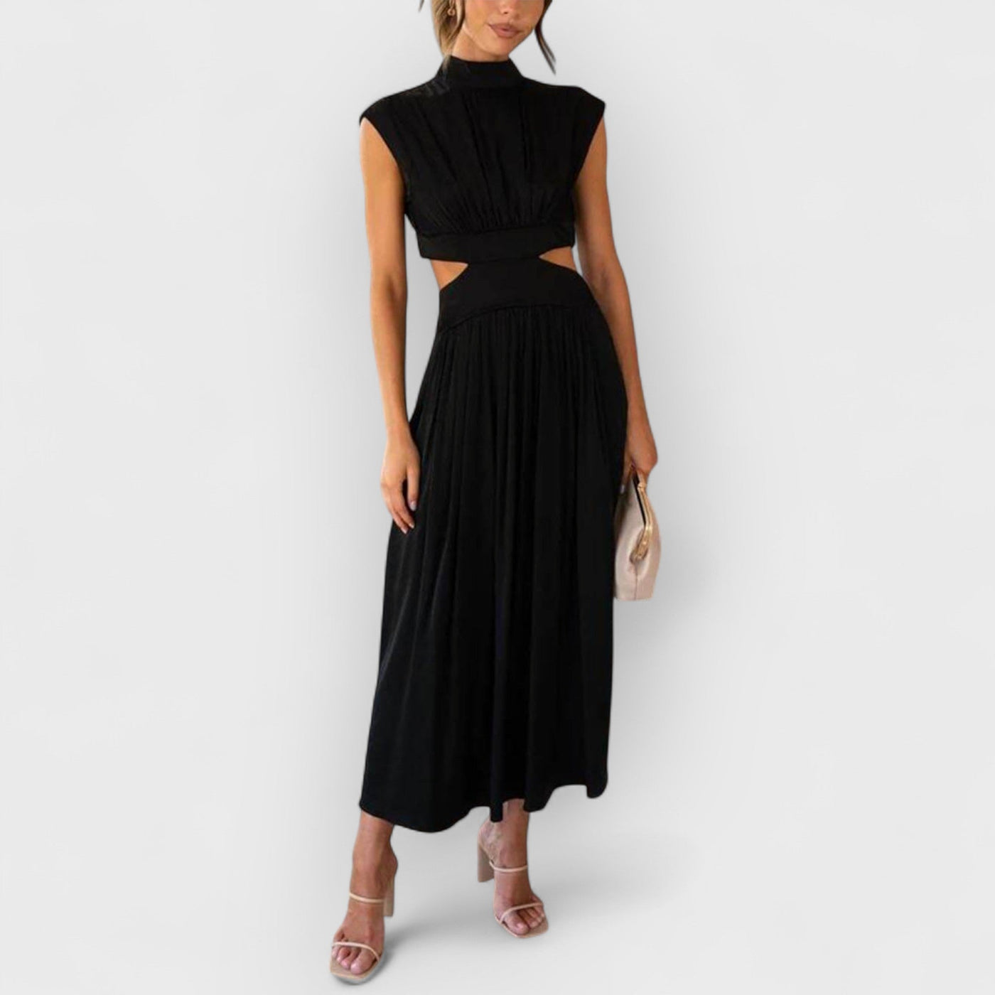 Cutout Waist Pocketed Vacation Midi Dress