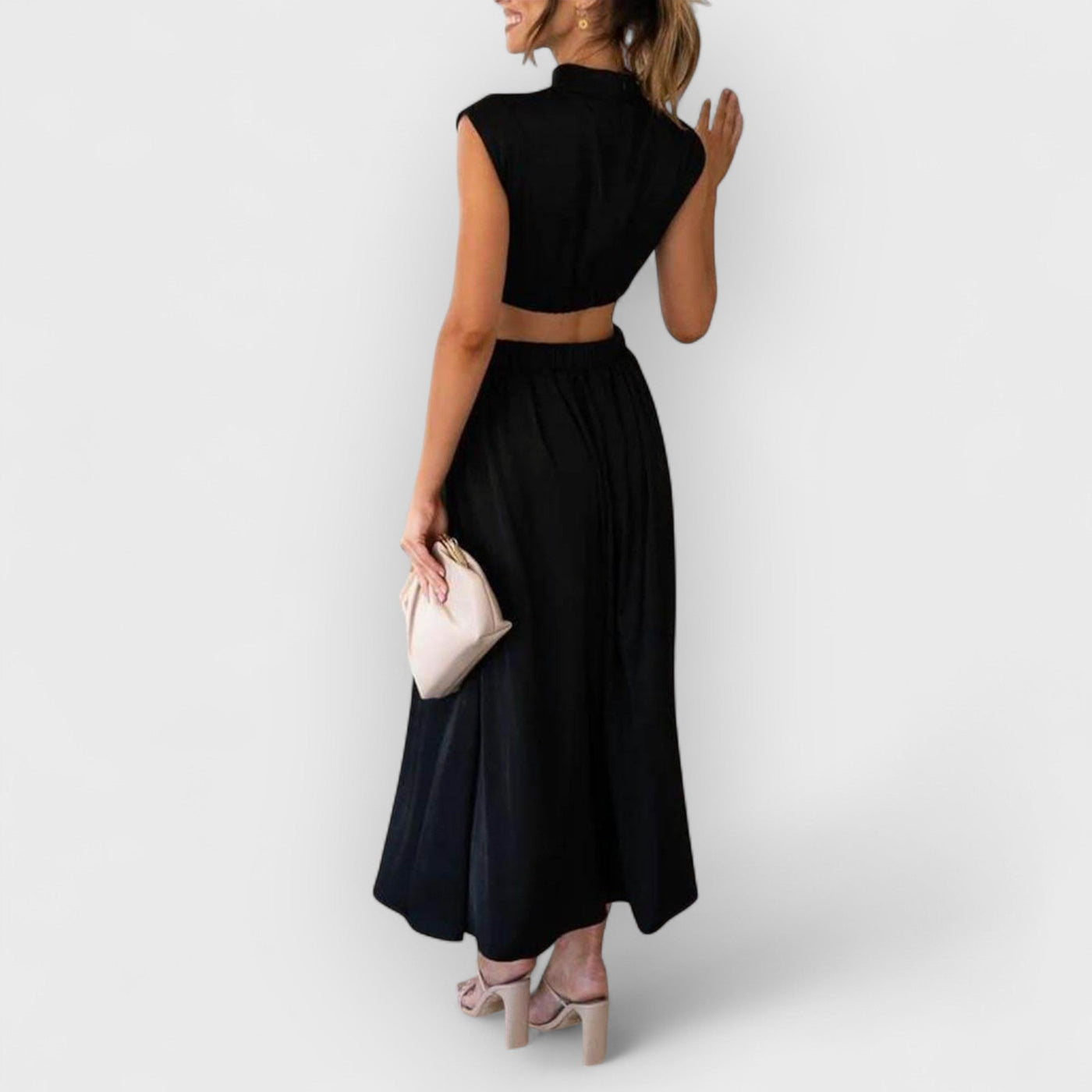 Cutout Waist Pocketed Vacation Midi Dress