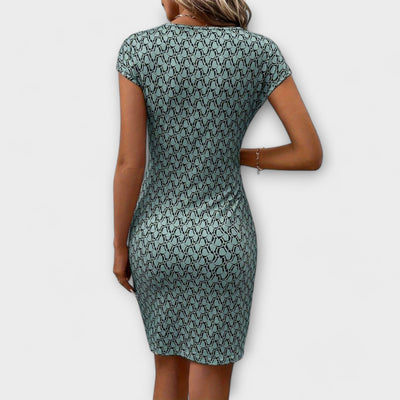 Emma - Short-Sleeved Tulip Dress with Allover Print