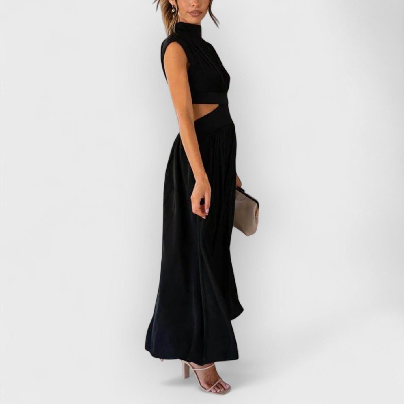 Cutout Waist Pocketed Vacation Midi Dress