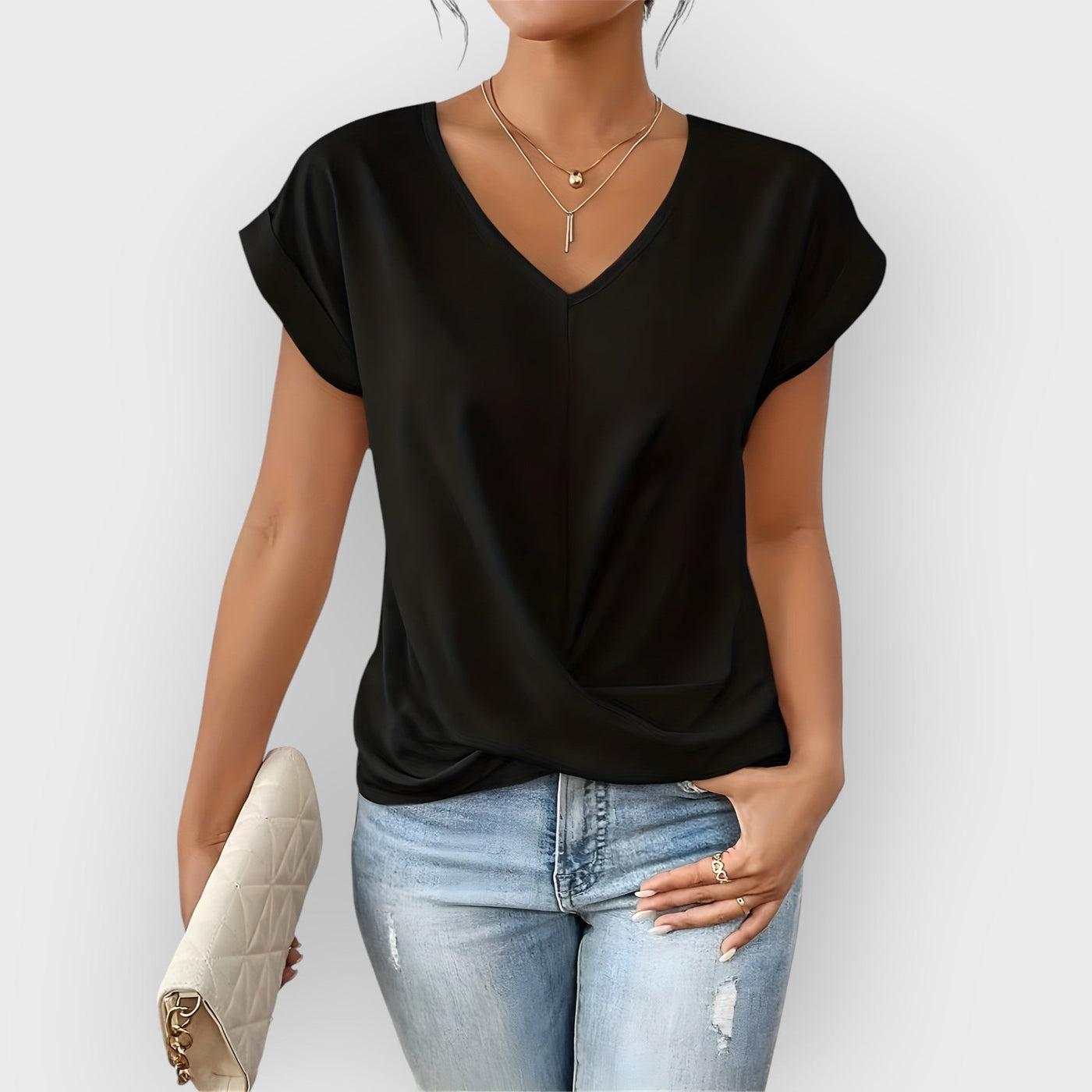 Maia V-Neck Tie Front Top