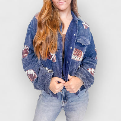 Game Day Rugby Sequined Single Breasted Jacket