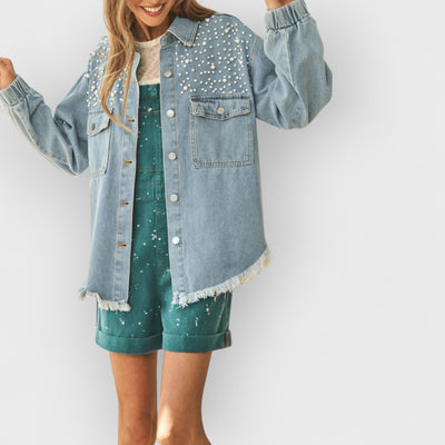 Super Pearl Girl Oversized Denim Shacket