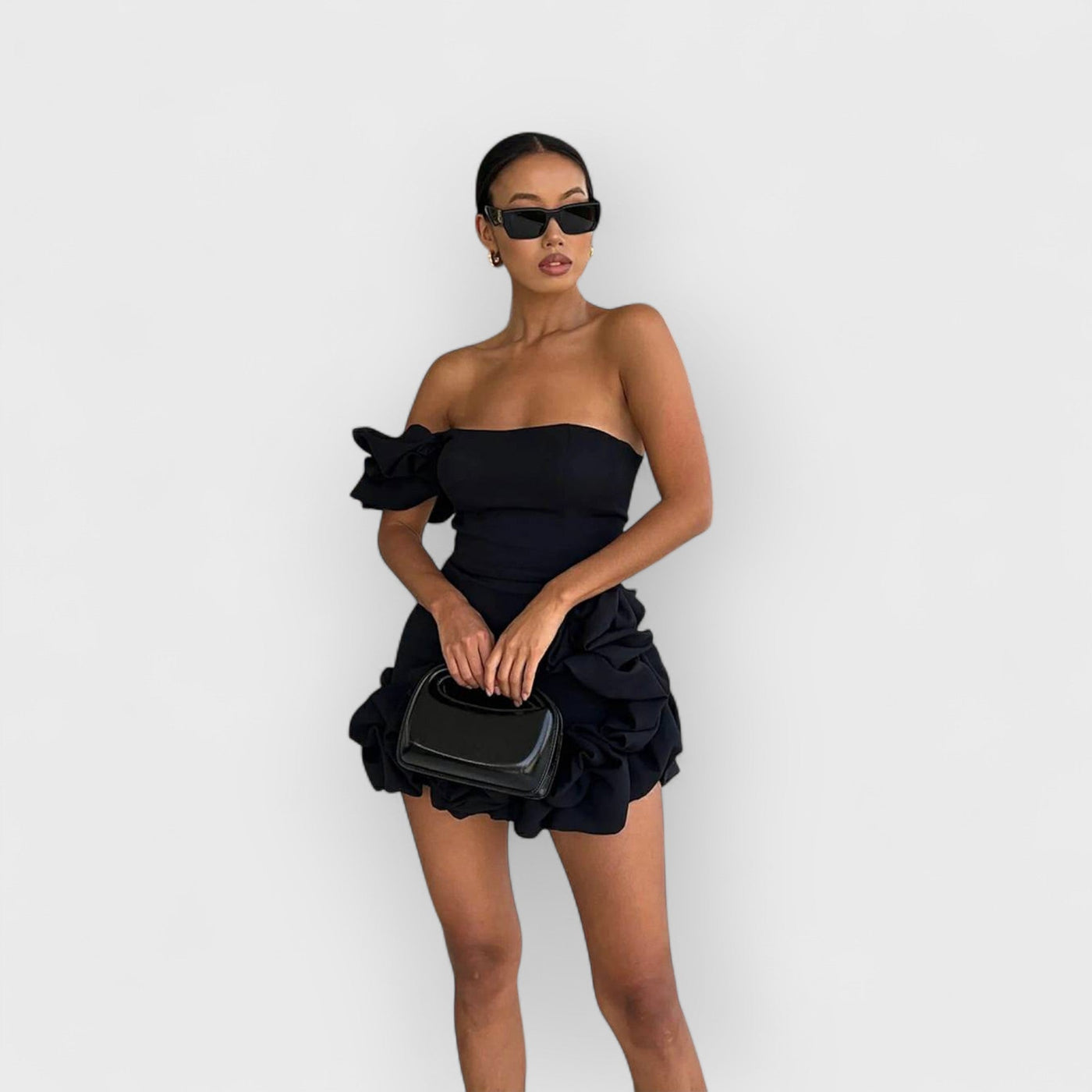 Flounced Bottom One Shoulder Bustier Dress