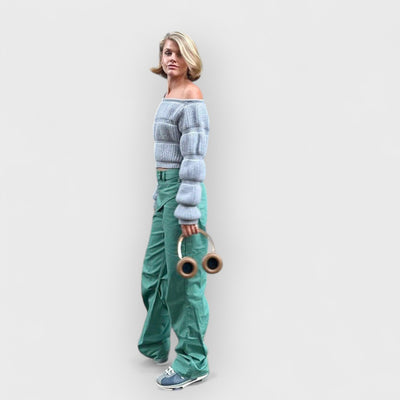 Street Style Lantern Sleeve Crop Sweater