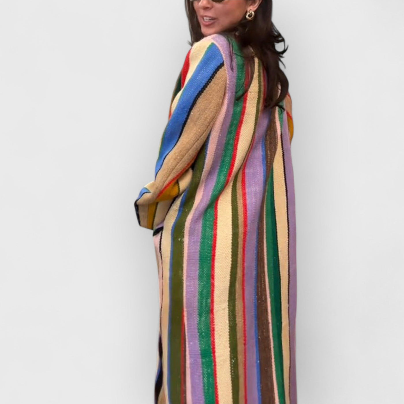 Colorful Striped Burlap Coat