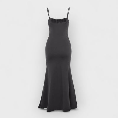 Square Neck Ruched Corset Fishtail Evening Maxi Dress