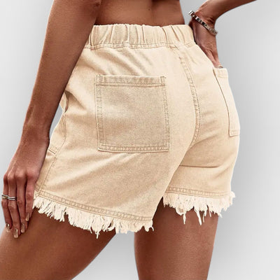 High-Waist Drawstring Denim Shorts