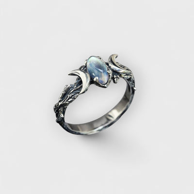 Double Moon Geometry Ring Gemstone Ring
