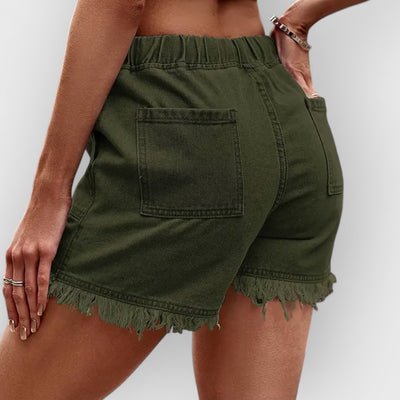 High-Waist Drawstring Denim Shorts