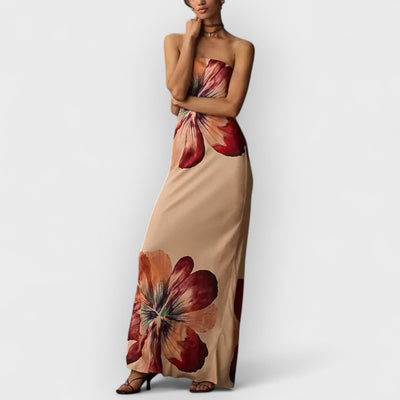 Fashionable Printed Sexy Tube Top Slim Fit Midi Dress