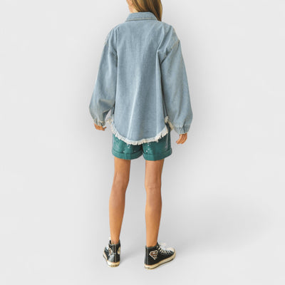 Super Pearl Girl Oversized Denim Shacket