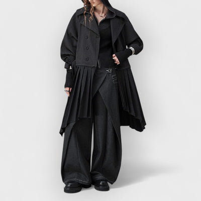 Swinging Symphony Fake Two-Piece Wide-Leg Jeans